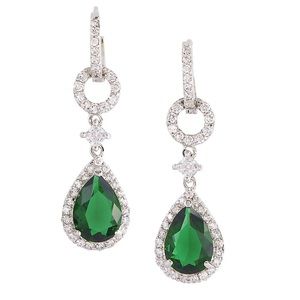 Emerald Teardrop Cubic Zirconia Dangle Earring,NWT-Boutique